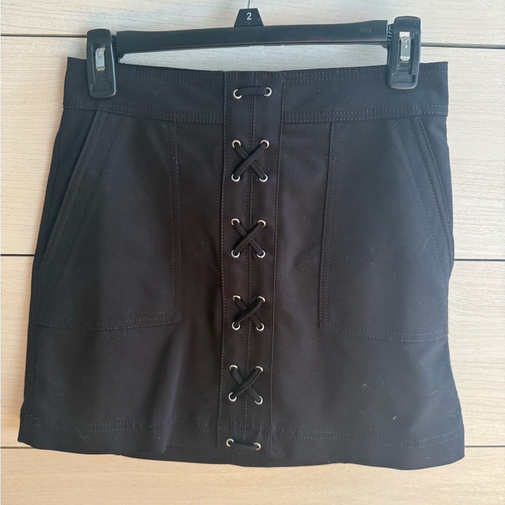 Black Lace-Up Skirt